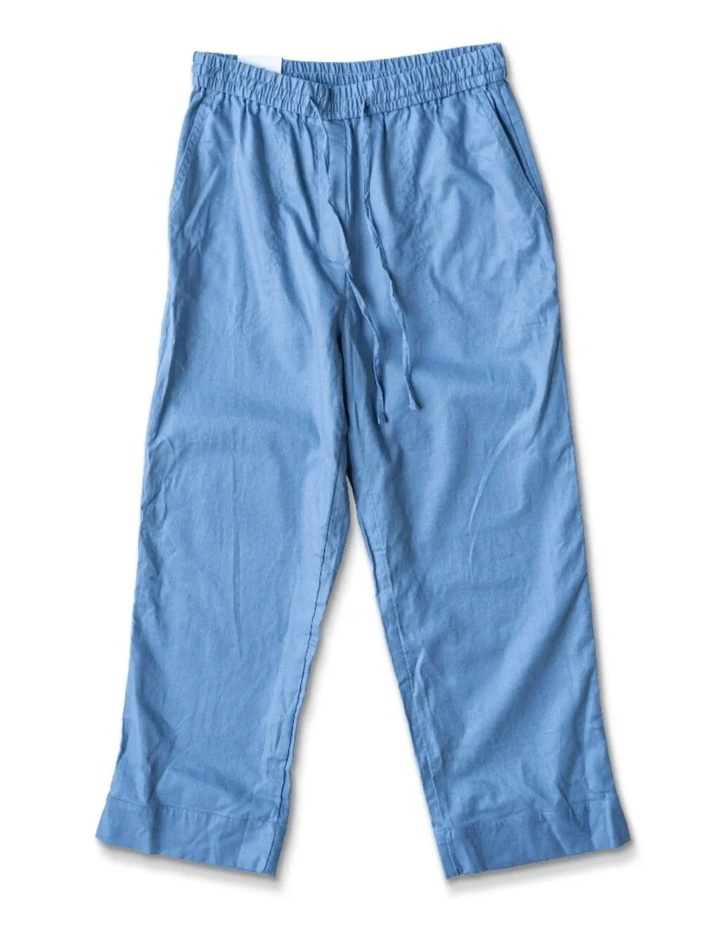 Banana Republic Straight Ankle Pants High Rise Linen Cotton Blend Blue Flowy